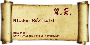 Mladen Rátold névjegykártya